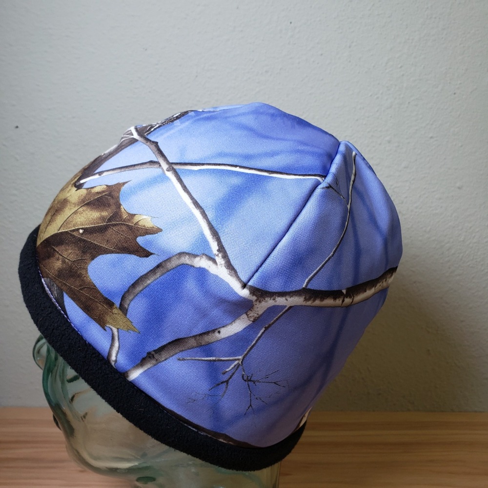 Hot Shot Gear Ladies Mustang Reversible Beanie Periwinkle Blue Camo Fleece Lined
